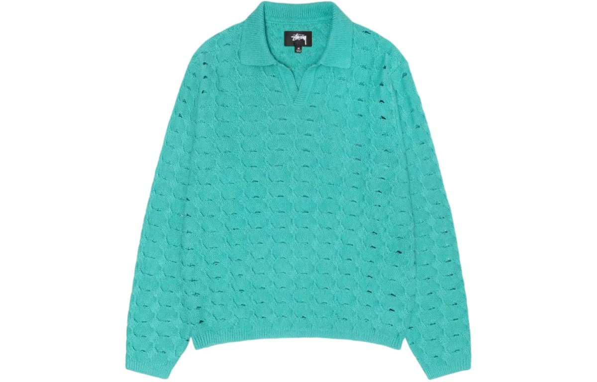 Stussy SS24 OPEN KNIT COLLARED SWEATER Knitwear Men's 6