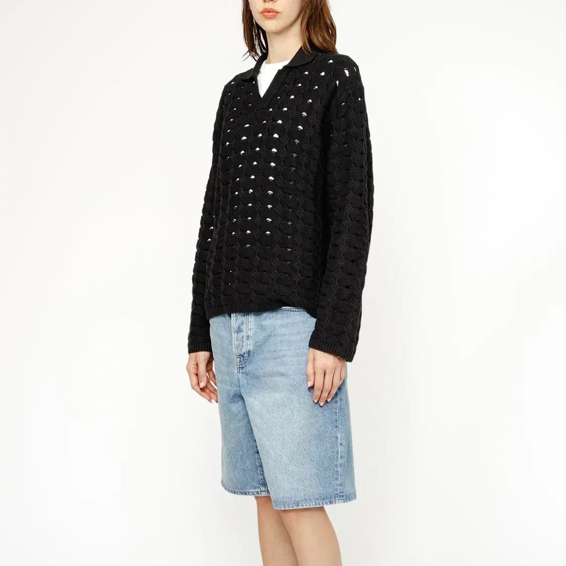 Stussy SS24 OPEN KNIT COLLARED SWEATER Knitwear Men's 15