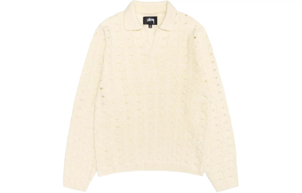 Stussy SS24 OPEN KNIT COLLARED SWEATER Knitwear Men's