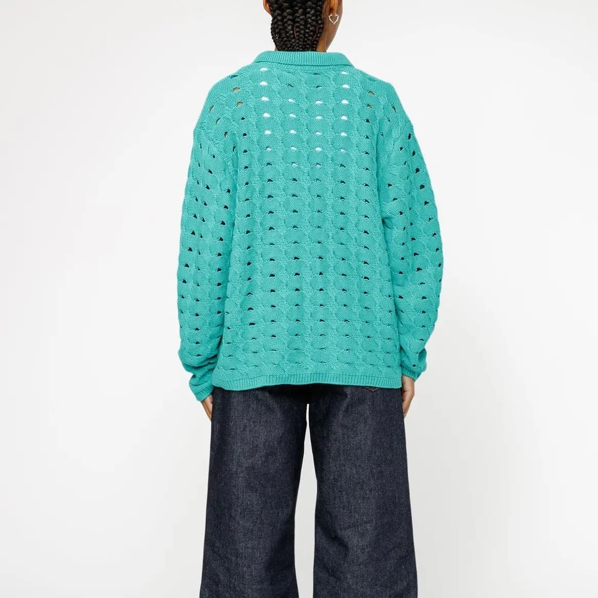 Stussy SS24 OPEN KNIT COLLARED SWEATER Knitwear Men's 9