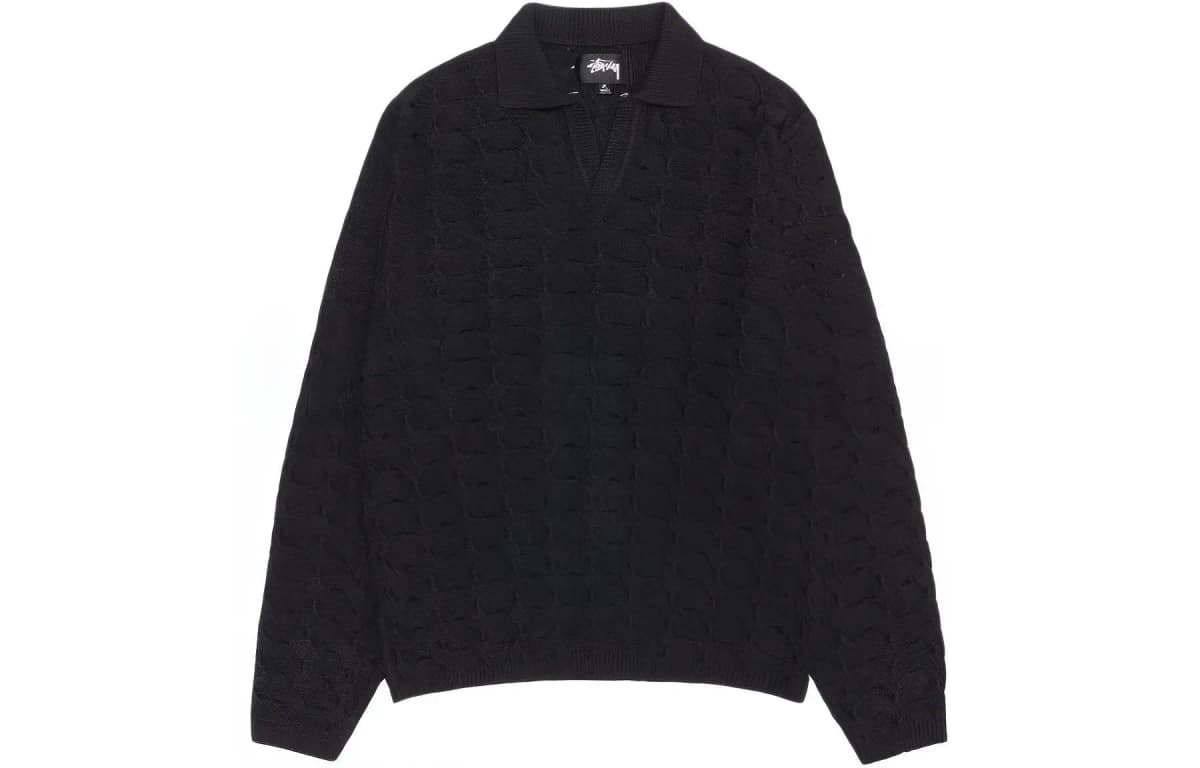 Stussy SS24 OPEN KNIT COLLARED SWEATER Knitwear Men's 11