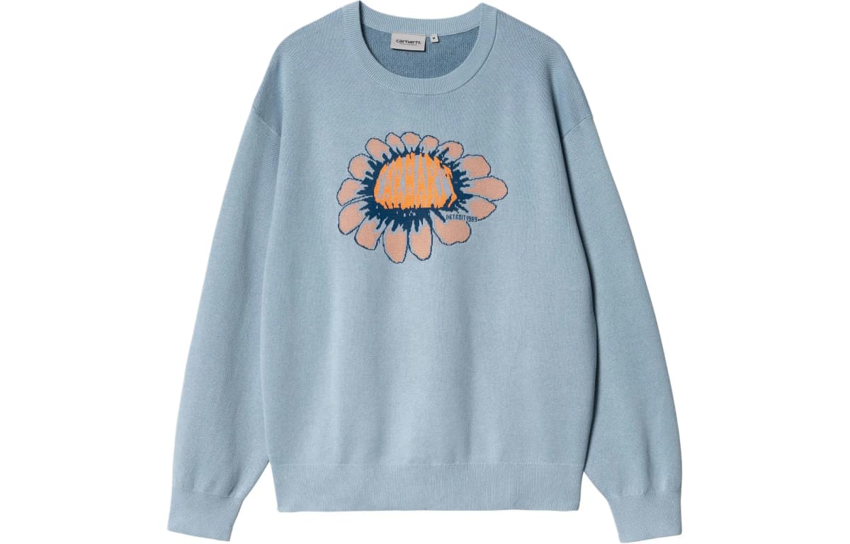Carhartt WIP SS24 Pixel Flower Sweater Knitwear Unisex Matte Blue