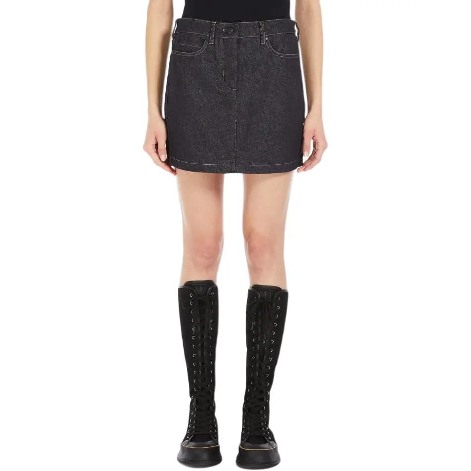 MaxMara Logo Embroidered Denim Ətək 3