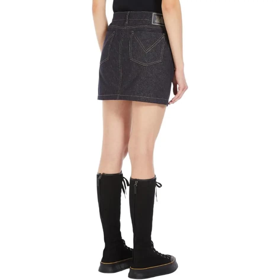 MaxMara Logo Embroidered Denim Ətək 4