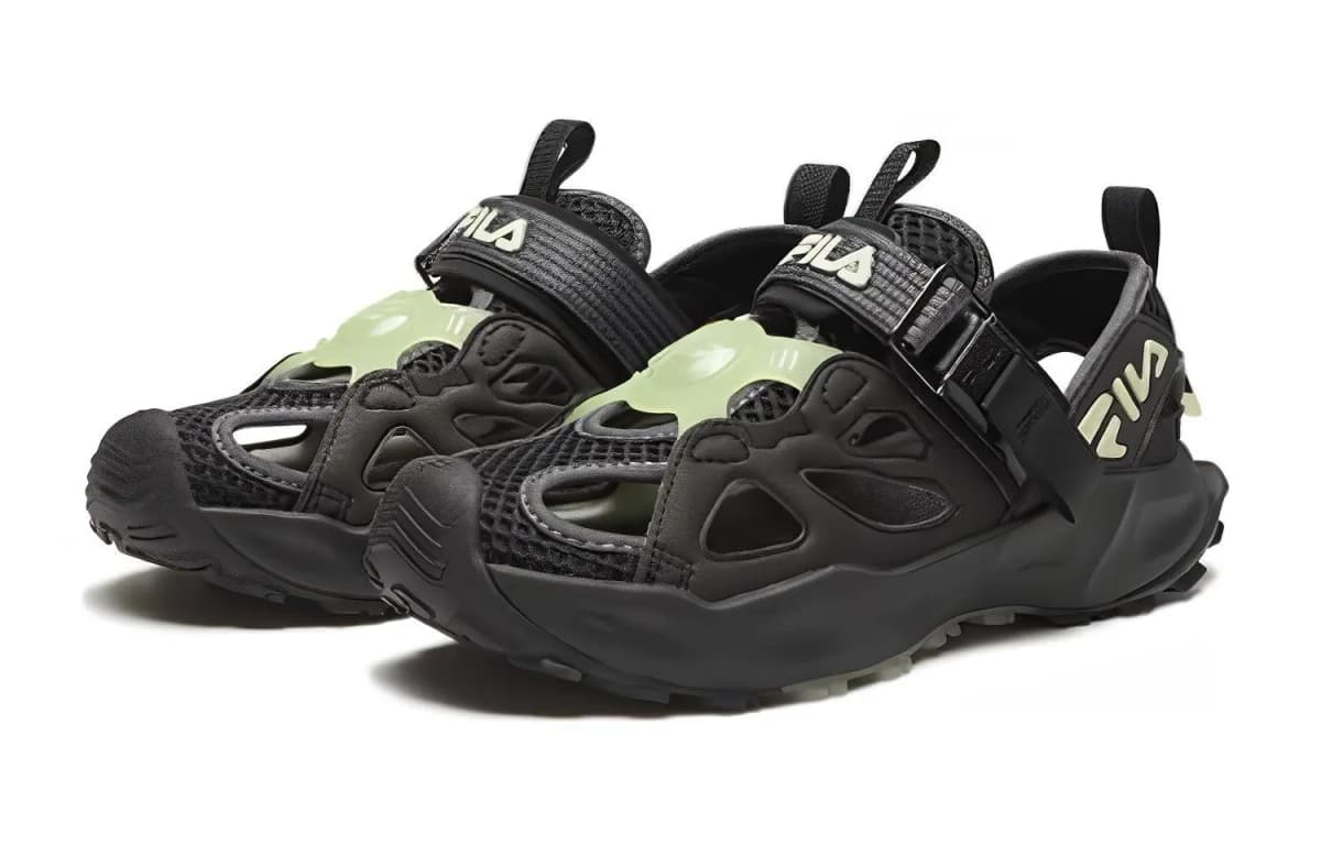 FILA KIDS Anti Slip Wear Resistant Children's Sandals Black Green Teenagers 2
