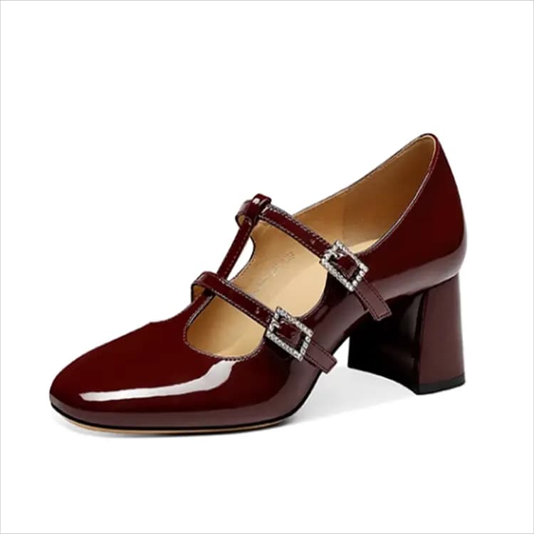 JESSICA SOPHIA Chunky Heel Mary Jane Shoes 5.5cm Women's