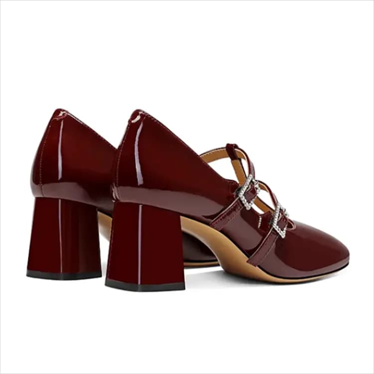 JESSICA SOPHIA Chunky Heel Mary Jane Shoes 5.5cm Women's 4