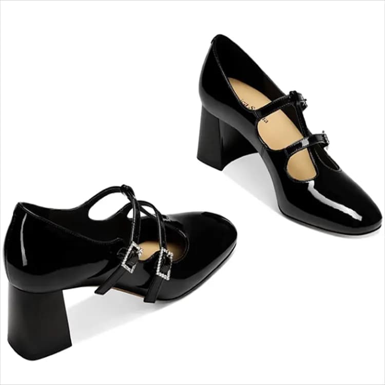 JESSICA SOPHIA Chunky Heel Mary Jane Shoes 5.5cm Women's 7