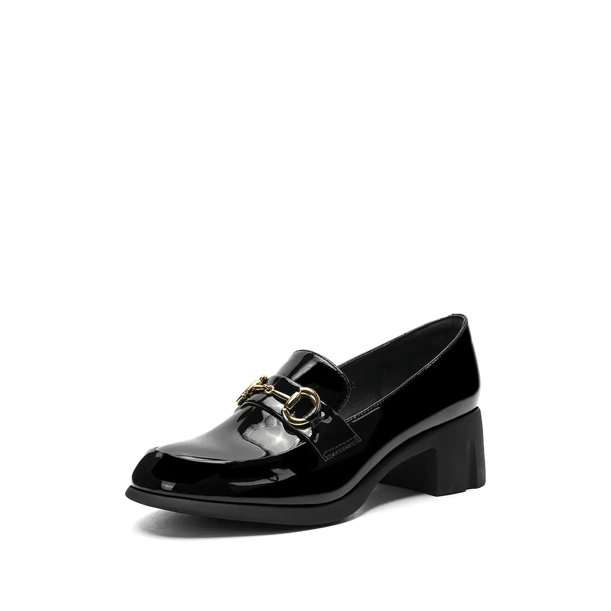 ELLE Synthetic Leather Retro British Lightweight Classic Loafers 4.5cm Women's 6