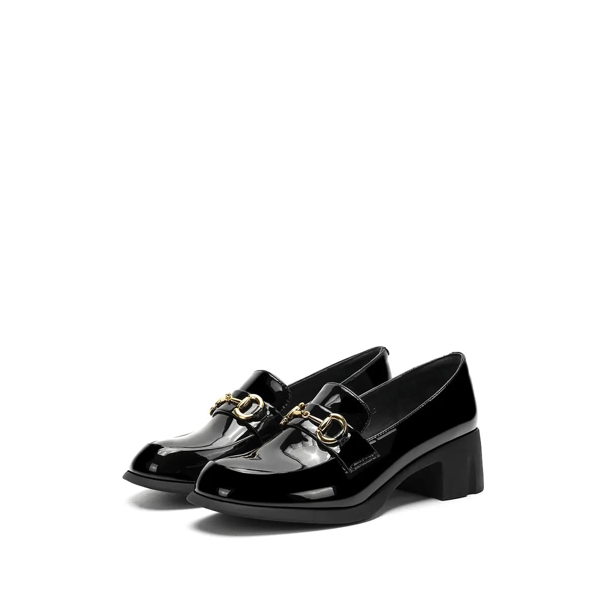 ELLE Synthetic Leather Retro British Lightweight Classic Loafers 4.5cm Women's 7