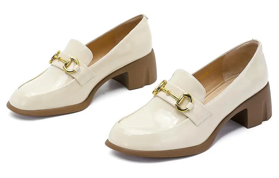 ELLE Synthetic Leather Retro British Lightweight Classic Loafers 4.5cm Women's 3