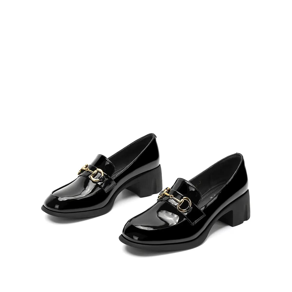 ELLE Synthetic Leather Retro British Lightweight Classic Loafers 4.5cm Women's 8