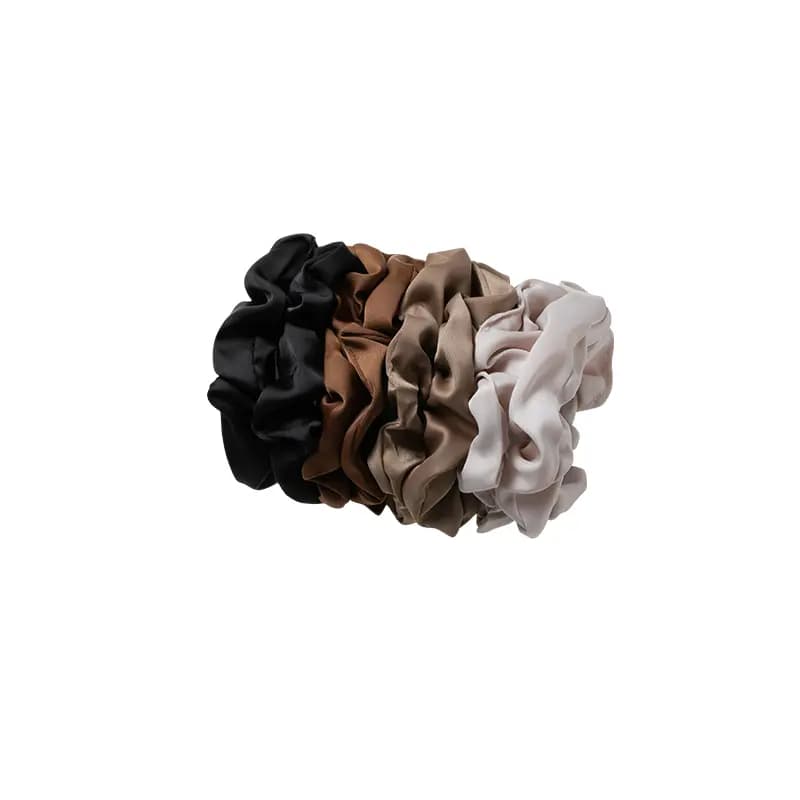CHIMERA Apricot Brown Black Satin Boxed Scrunchie 8-Piece Set Women's Basic Ponytail Hair Bands 2