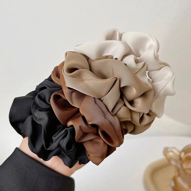 CHIMERA Apricot Brown Black Satin Boxed Scrunchie 8-Piece Set Women's Basic Ponytail Hair Bands 7