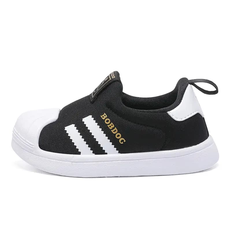 BOBDOG Slip Resistant Low Top Toddler Shoes Black Gold Infant And Toddler