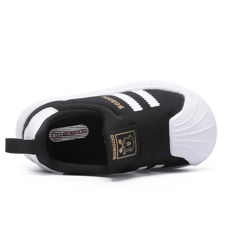 BOBDOG Slip Resistant Low Top Toddler Shoes Black Gold Infant And Toddler 3