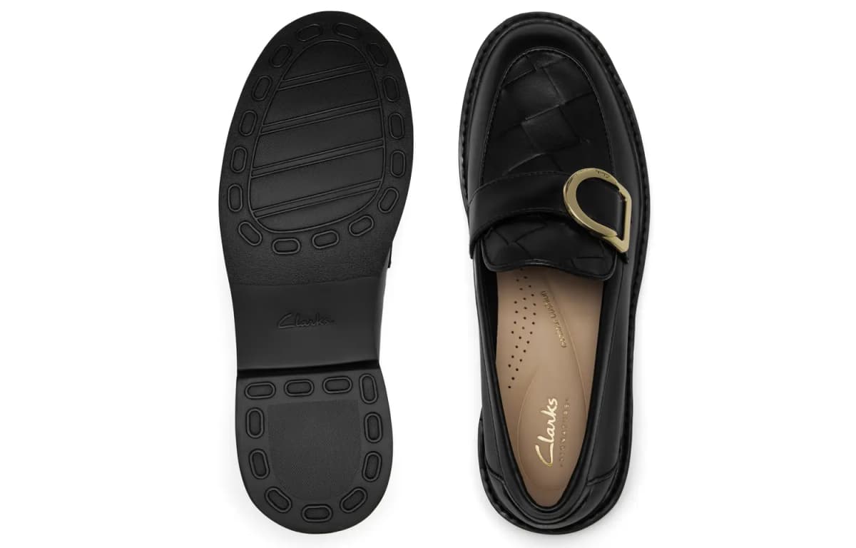 Clarks Women's Calfskin Comfortable Vintage Classic Versatile Loafers Black 4