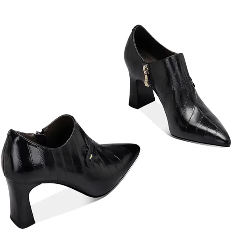 JESSICA SOPHIA Women's Calfskin French Casual Fashion Short Boots 6cm 2