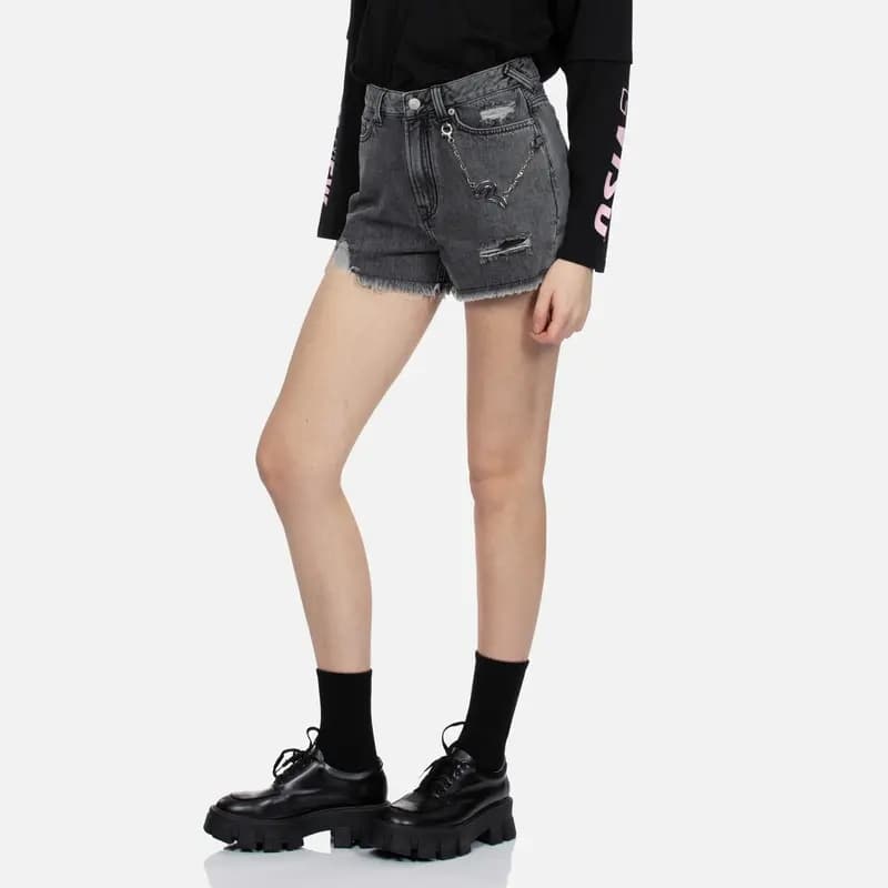 EVISU Qadın Denim Şortu Qara 4