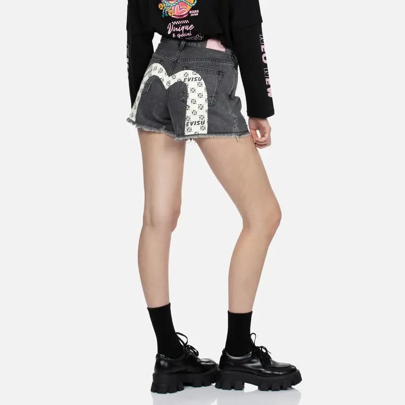 EVISU Qadın Denim Şortu Qara 3