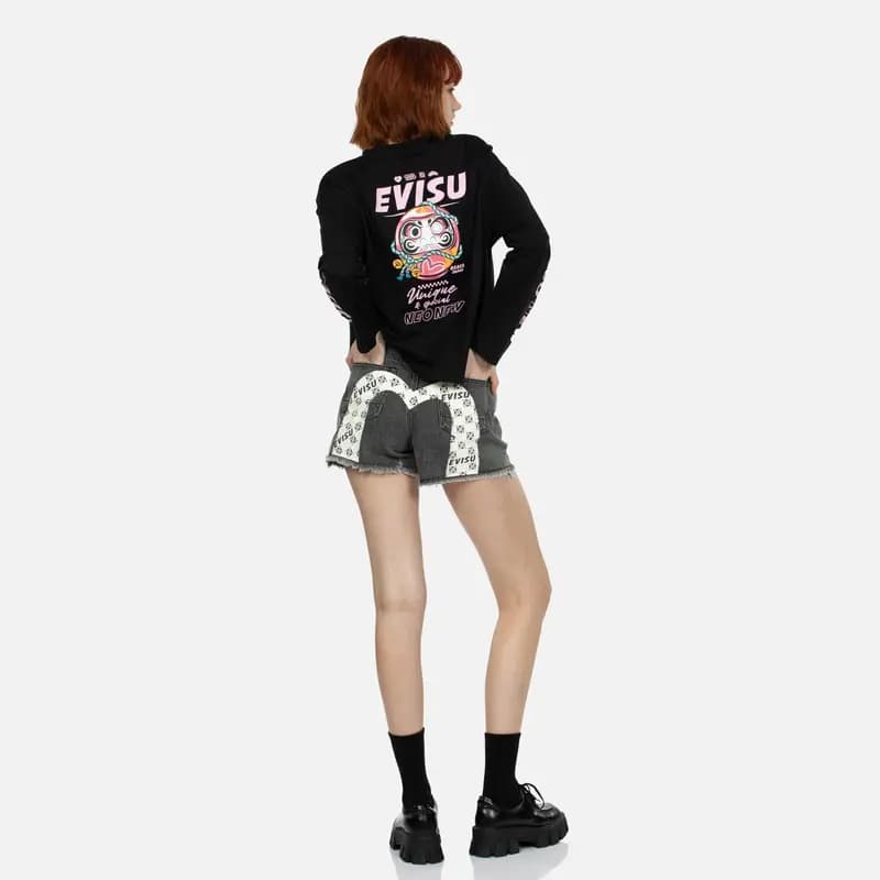EVISU Qadın Denim Şortu Qara 6