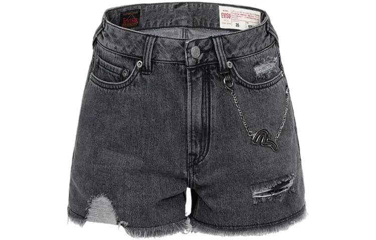 EVISU Qadın Denim Şortu Qara 2
