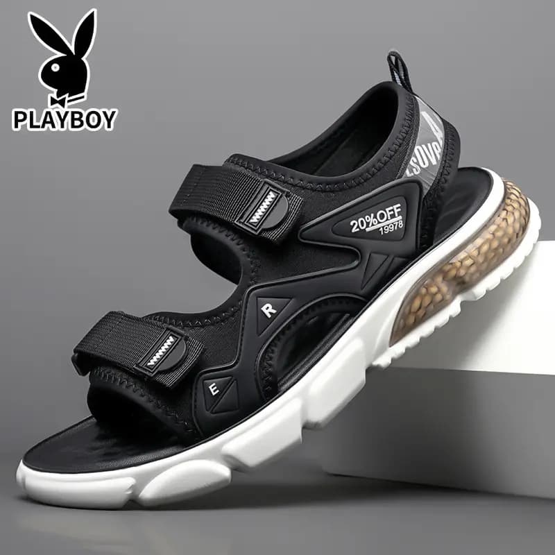 Playboy Kişi Çimərlik Sandalları Qara 6