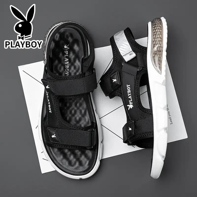 Playboy Kişi Çimərlik Sandalları Qara 16
