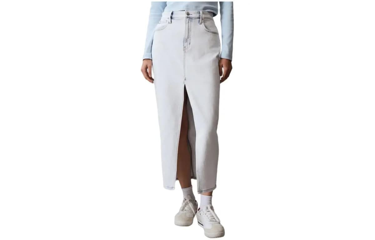 CK/Calvin Klein Qadın Vintage Denim Ətək Açıq Mavi