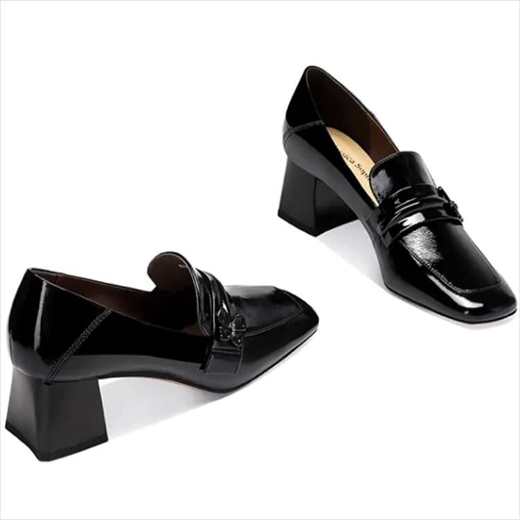 JESSICA SOPHIA Square Toe Shallow Mouth Comfortable Versatile Lightweight Height-Increasing Loafers Women's 7