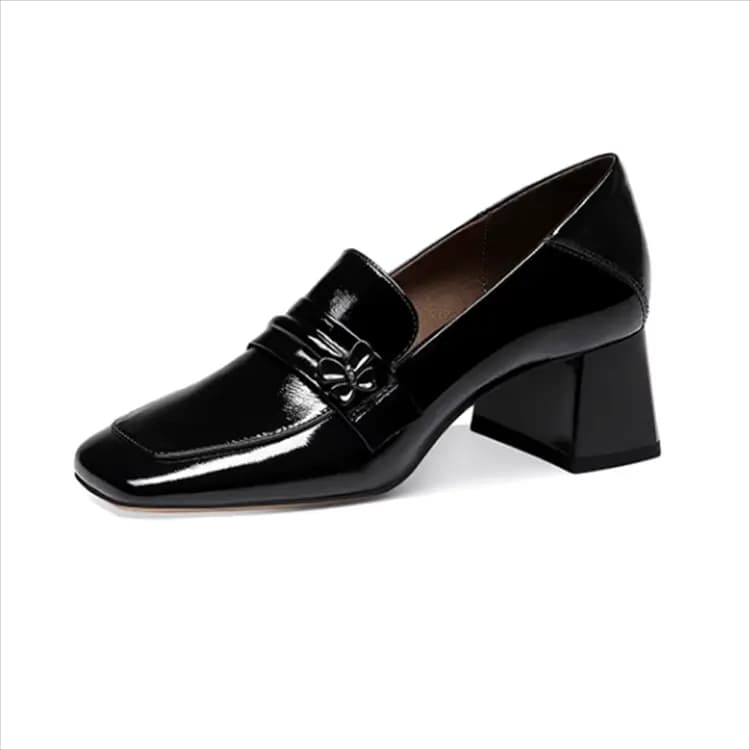 JESSICA SOPHIA Square Toe Shallow Mouth Comfortable Versatile Lightweight Height-Increasing Loafers Women's 6