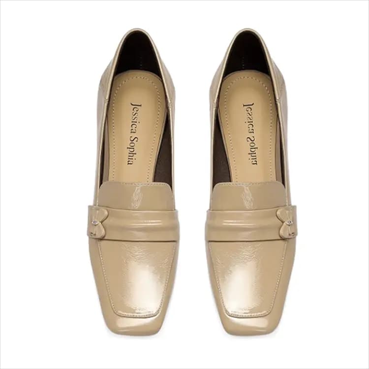 JESSICA SOPHIA Square Toe Shallow Mouth Comfortable Versatile Lightweight Height-Increasing Loafers Women's 5