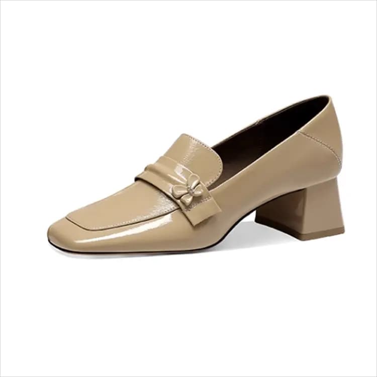 JESSICA SOPHIA Square Toe Shallow Mouth Comfortable Versatile Lightweight Height-Increasing Loafers Women's