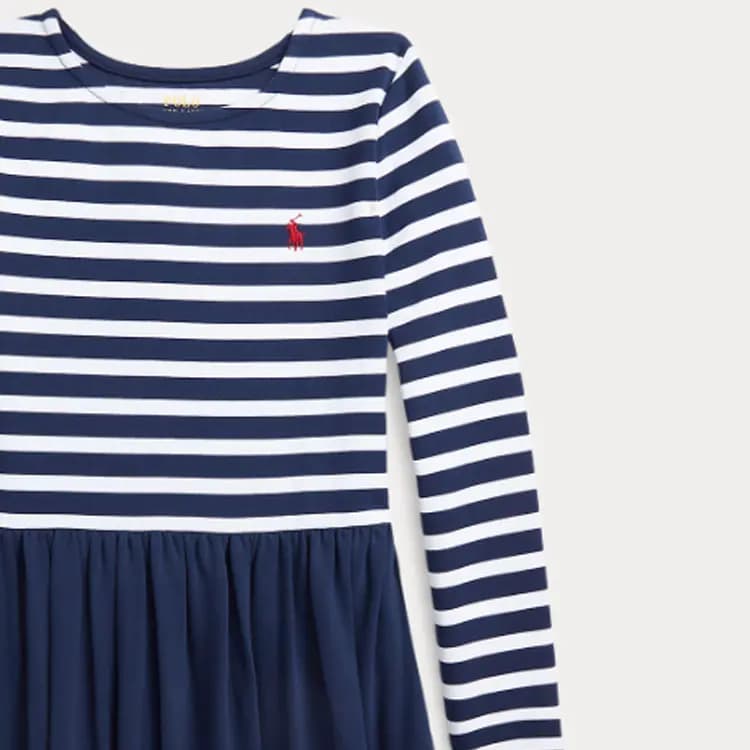 Polo Ralph Lauren SS24 Uşaq Zolaqlı Don Göy 4