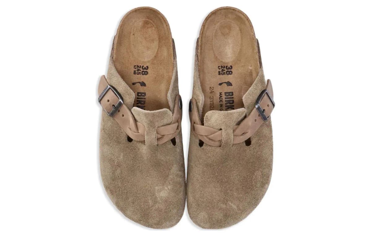 Birkenstock Boston Braided Suede Leather Qadın Sandaleti 'Taupe' 4