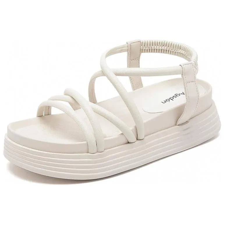 AGSDON Faux Leather Comfortable Versatile Thick Sole Height Increase Roman Sandals Women's 2