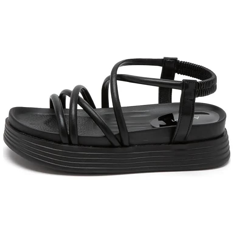 AGSDON Faux Leather Comfortable Versatile Thick Sole Height Increase Roman Sandals Women's 7