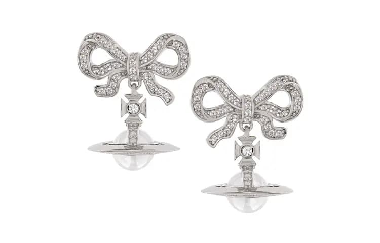 Vivienne Westwood 24 New Transparent Bow Qadın Sırğası Gümüşü