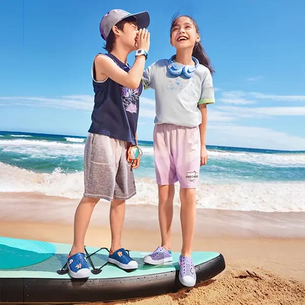 Skechers Foamies Uşaq Sandalları Göy/Narıncı 7