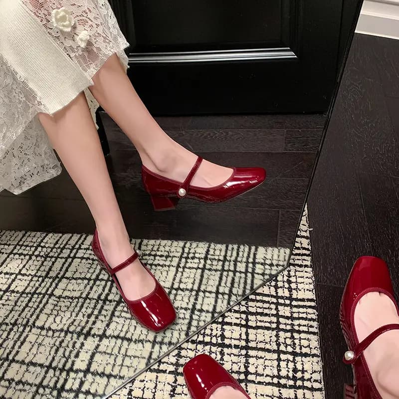 PWPJ Cowhide Leather Full Leather Versatile Comfortable Mary Jane Shoes Women's 22