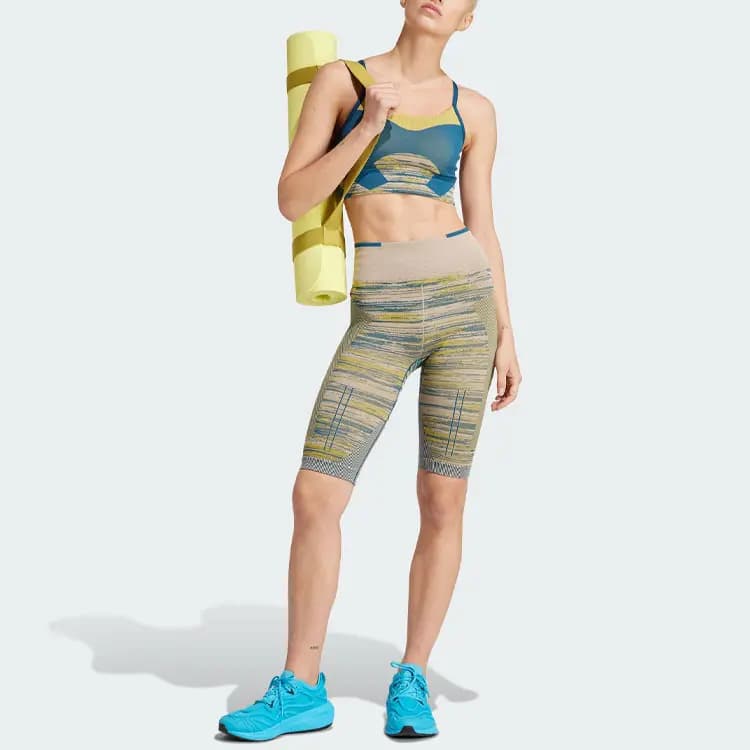 Adidas x Stella McCartney Truestrength Seamless Leggings Sports Shorts Women's Khaki Brown 4