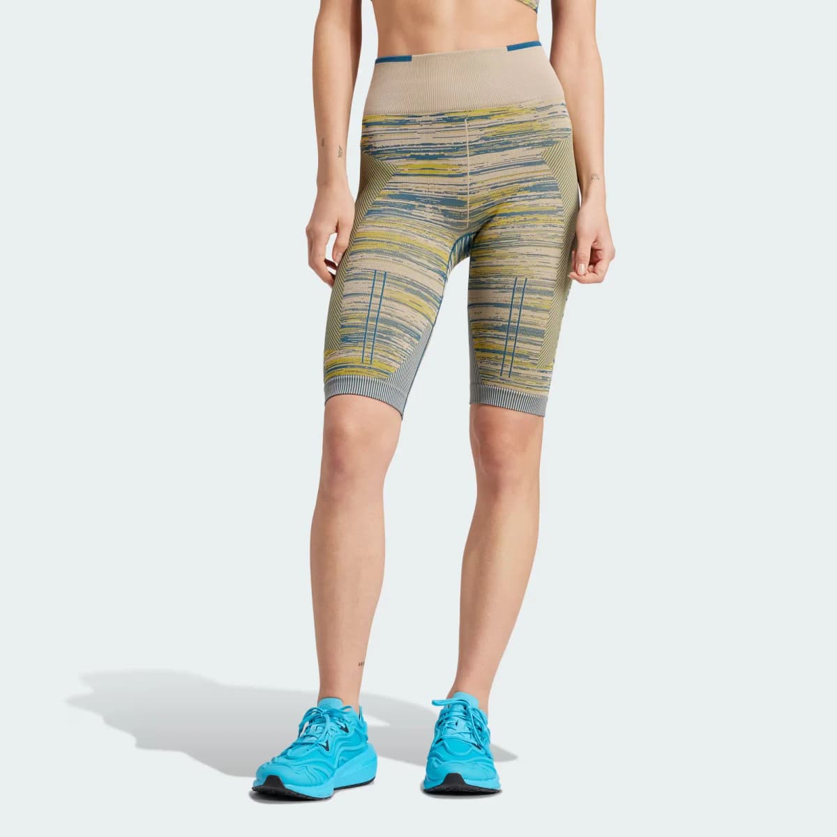 Adidas x Stella McCartney Truestrength Seamless Leggings Sports Shorts Women's Khaki Brown 2