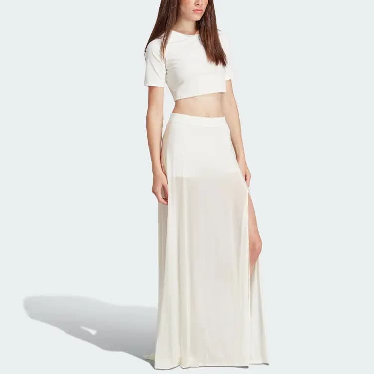 Adidas Originals Flowy Maxi Qadın Ətəyi Jade Ağ 4