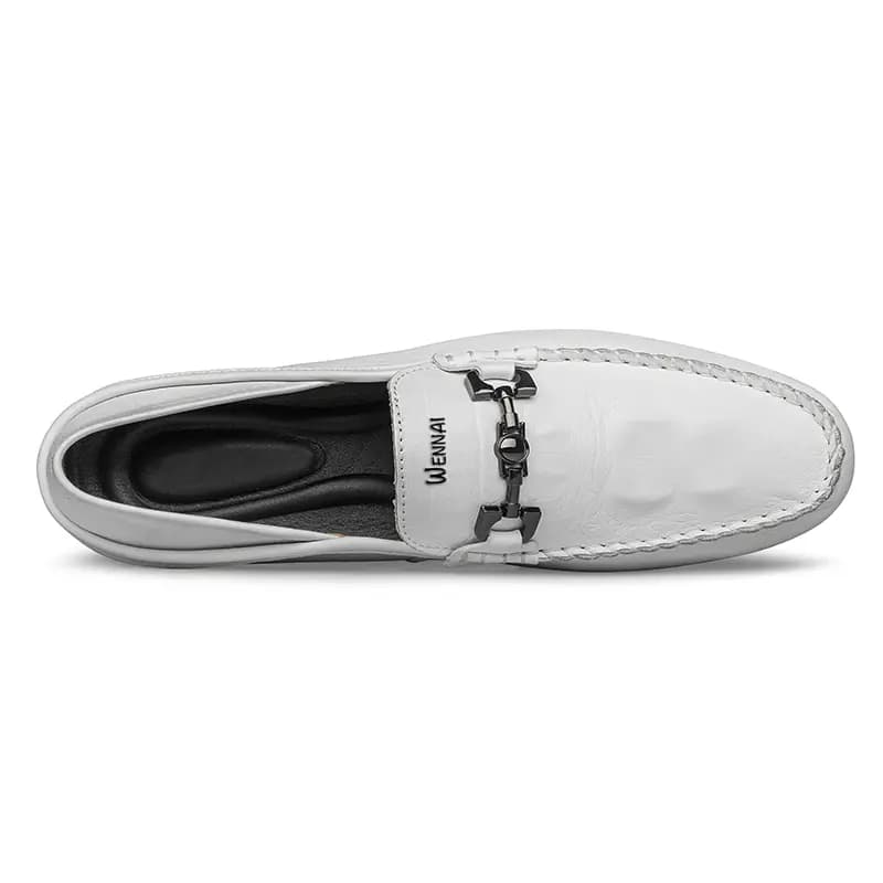 Wennai Split Cowhide Business Casual Loafers Lightweight Comfortable Trendy Versatile Fashionable Breathable Wear-Resistant Slip-On Shoes Men's White 5