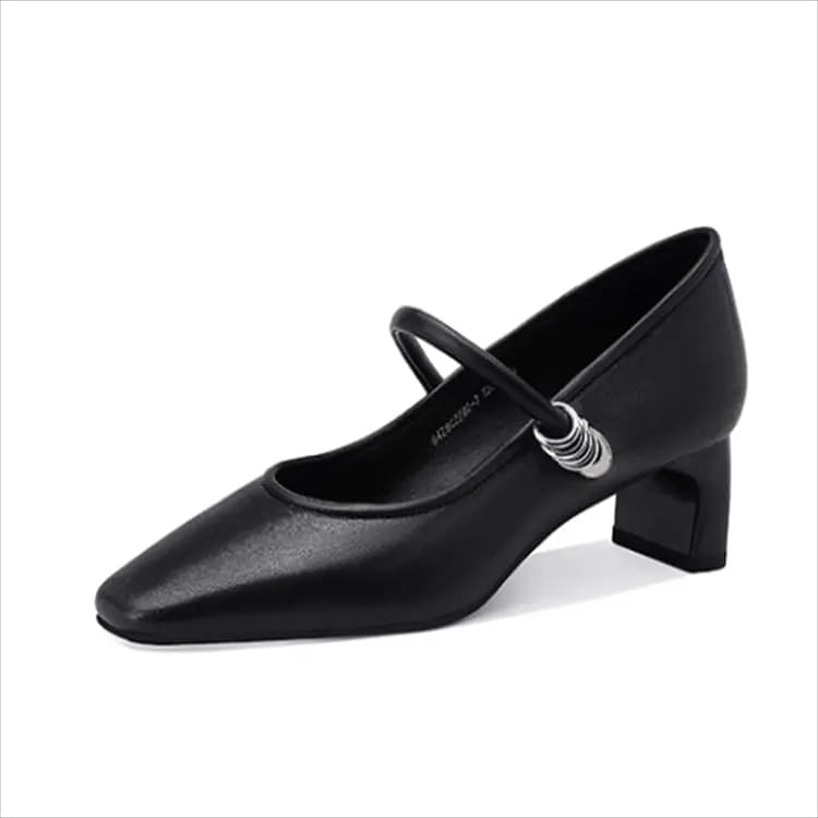 JESSICA SOPHIA Block Heel Mary Jane Shoes 4cm Women's 8