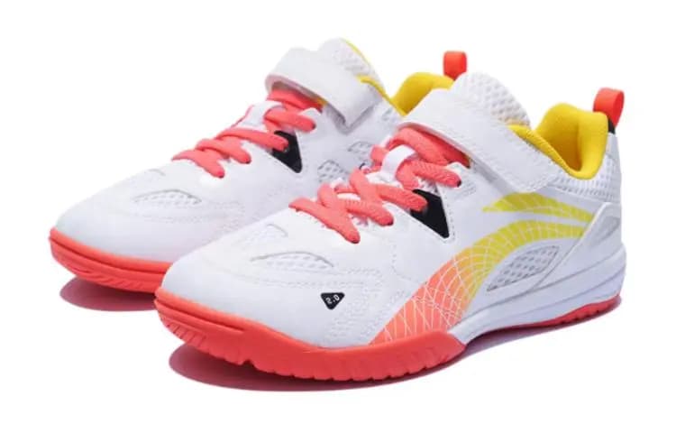 LiNing Anti-Slip Wear-Resistant Low-Top Kids' Training Shoes White Red Kids 2