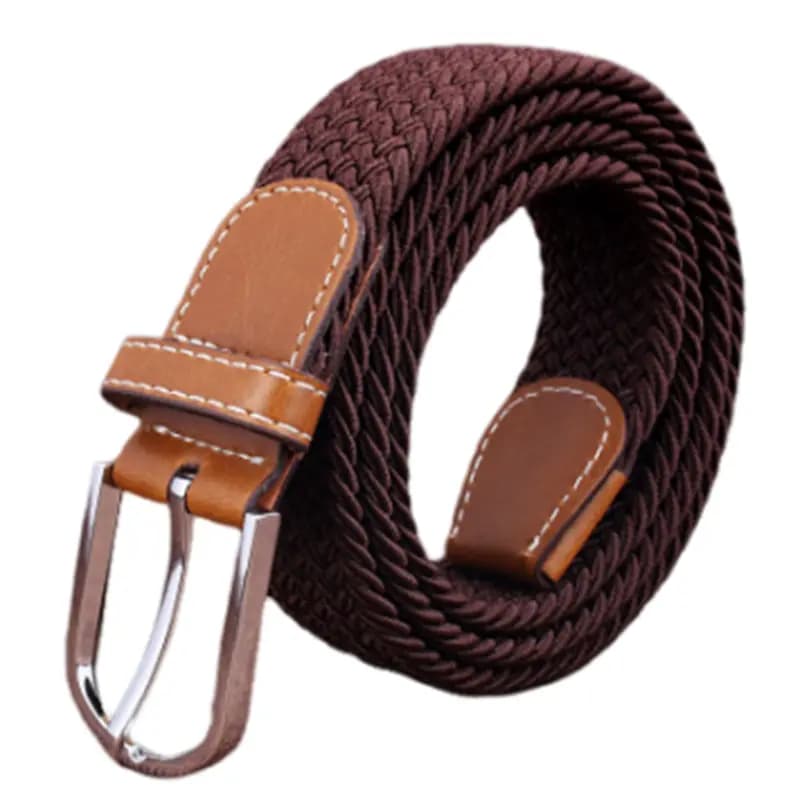 Warrior Military Training Belt with Elastic Woven Brown Strap Unisex 10