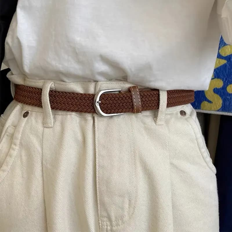 Warrior Military Training Belt with Elastic Woven Brown Strap Unisex 11
