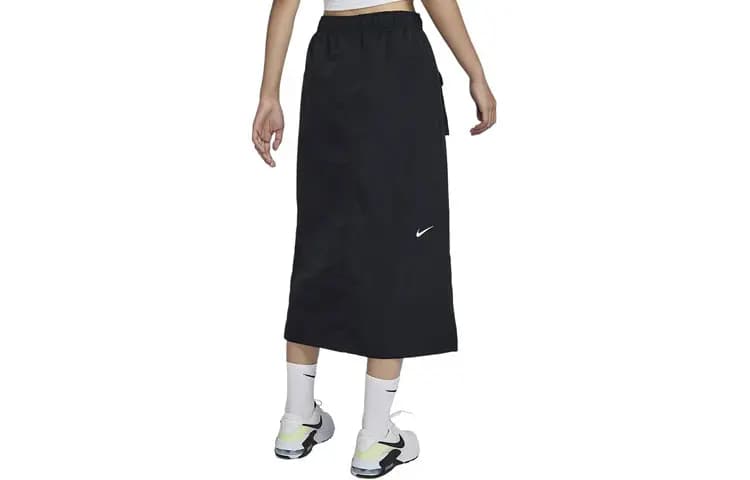 Nike Sportswear Solid Color Mid-Rise Comfortable Casual Long Skirt Women's Black 2