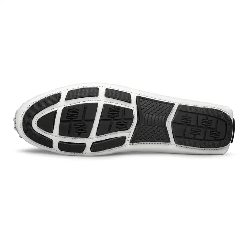 Wennai Top Layer Cowhide Leather Business Fashion Loafers Comfortable Breathable Wear-Resistant Slip-On Shoes Men's White 6